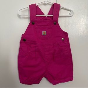 Pink Baby Carhartt Bib Overall Shortall 12m